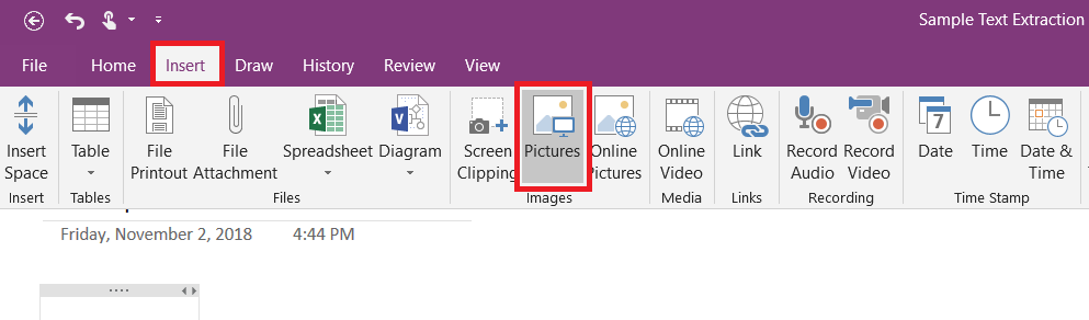 extract text from image onenote